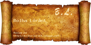 Bolha Lóránt névjegykártya